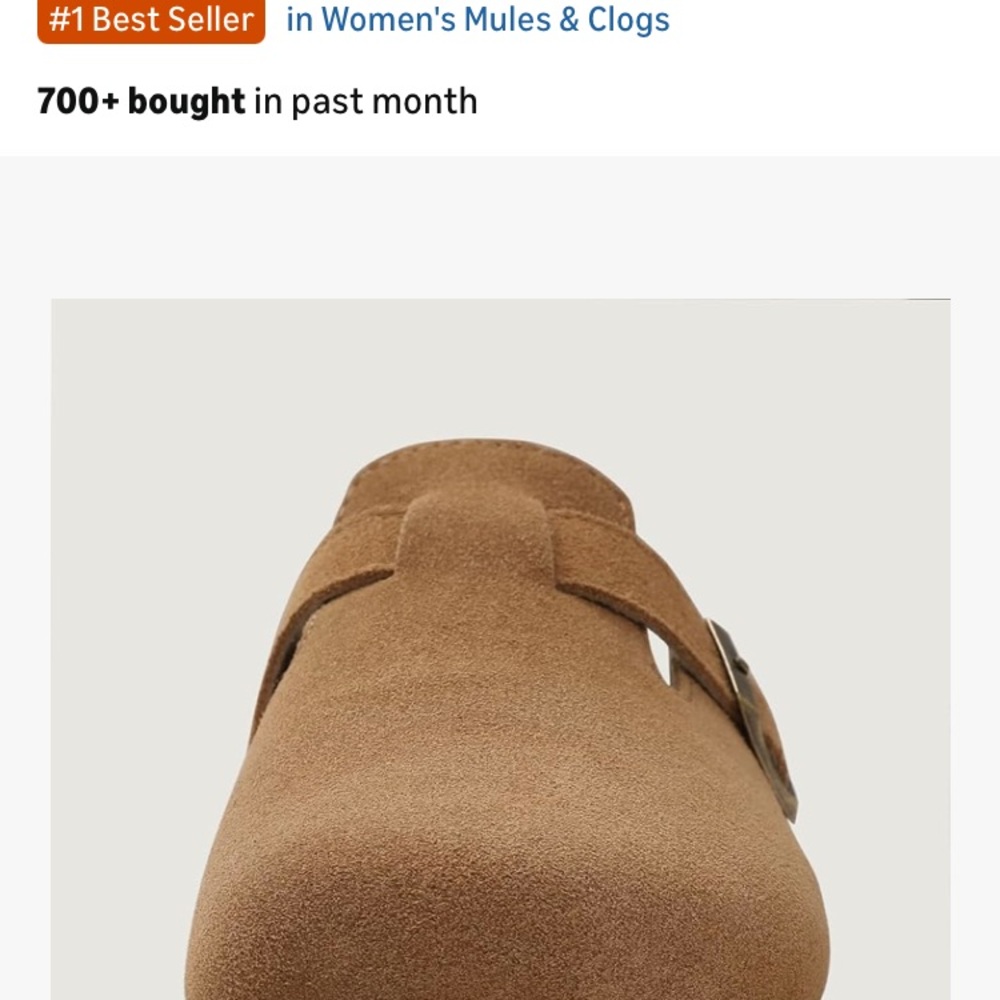 Women's Tan Suede Mules - Picture 4 of 10
